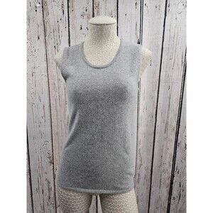 Pure Amici Gray 100% Cashmere Soft Scoop Neck Sweater Vest Shirt Women's M EUC‎